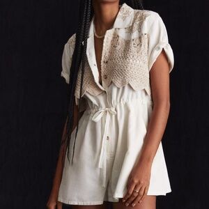 Anthropologie Cotton Crocheted Romper Size 2